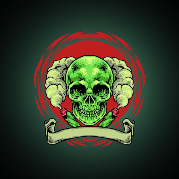 Smoking skull mascot