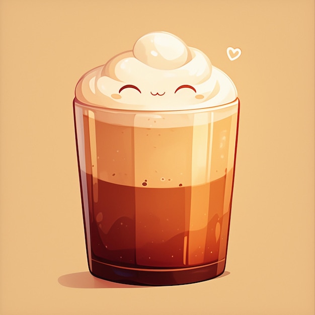Vetor smooth hazelnut latte arte de desenhos animados da manhã