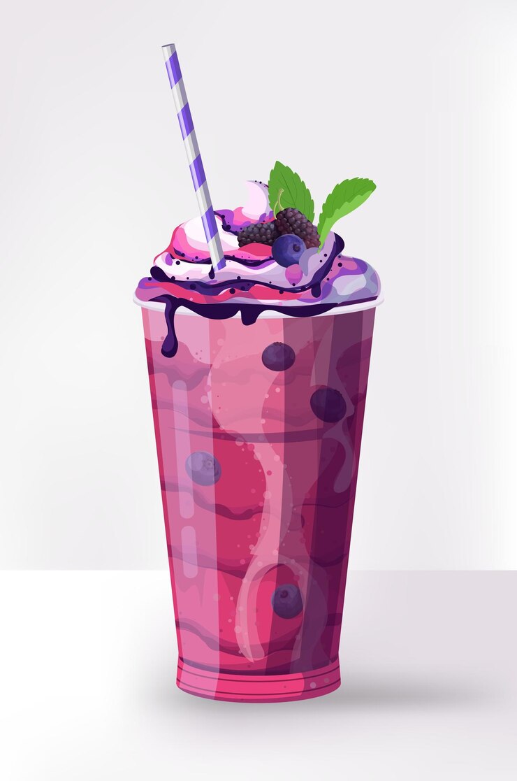 Vetor smoothie frutado realista coquetel de frutas frescas ilustração vetorial vertical