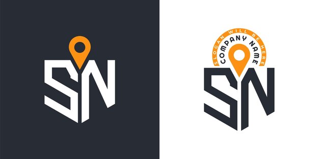 SN Logo de localização Bundle Letter SN Logo de ícones de vetor duplo para recrutamento e navegação