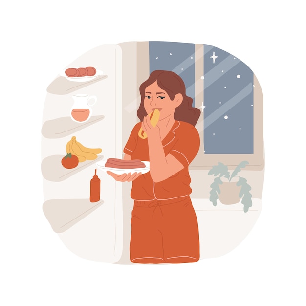 Snacking à noite ilustração vetorial de desenho animado isolado