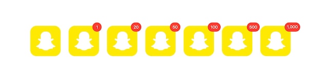 Snapchat Notificações de snapchat amarelo plano Vector ilustração editorial