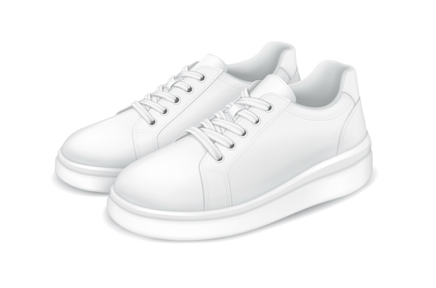 Sneakers brancos contemporâneos ilustração vetorial realista
