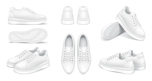Sneakers confortáveis projetam ilustrações vetoriais realistas