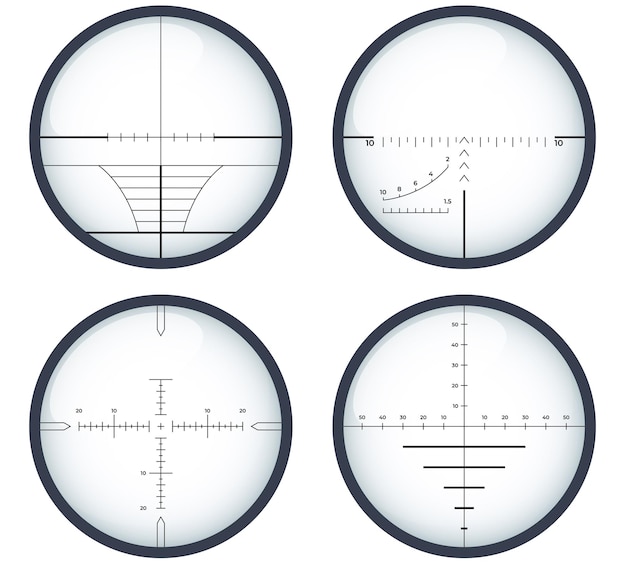 Vetor sniper sights means para contemplação e um tiro sólido no alvo ilustração vetorial