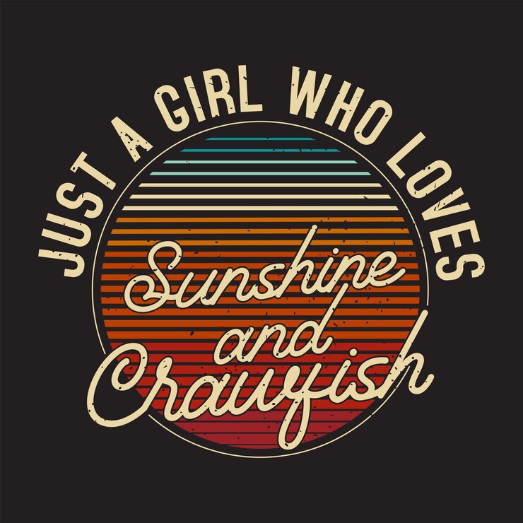 Vetor só uma rapariga que ama o sol e o caranguejo desenho de peixe craw com slogan desenho tipográfico craw