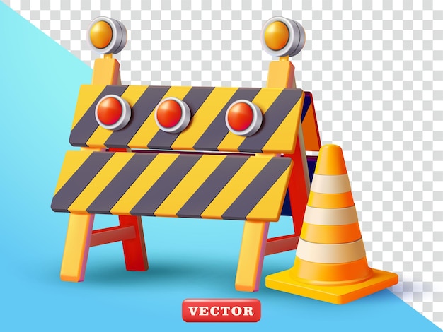 Sob a construção de barreiras e cone de tráfego 3d vetor
