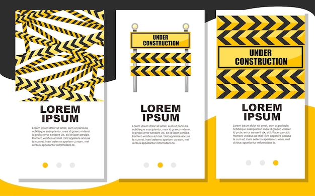 Sob construção sinal de estrada página da web do conceito de reparo de estrada e ilustração de design de aplicativo