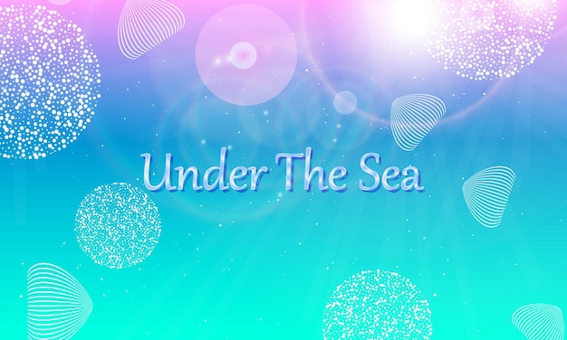 Sob o mar. padrão de sereia. fundo abstrato. vetor dos desenhos animados. cores azuis e rosa.
