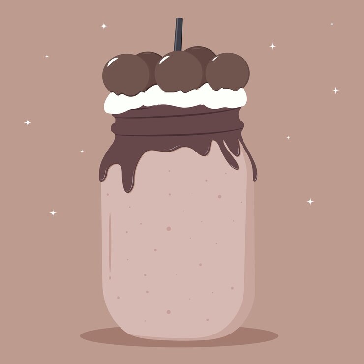 Vetor sobremesa de chocolate em um frasco ilustração vetorial de sobremesa de chocolate com bolas chocolate doce coc
