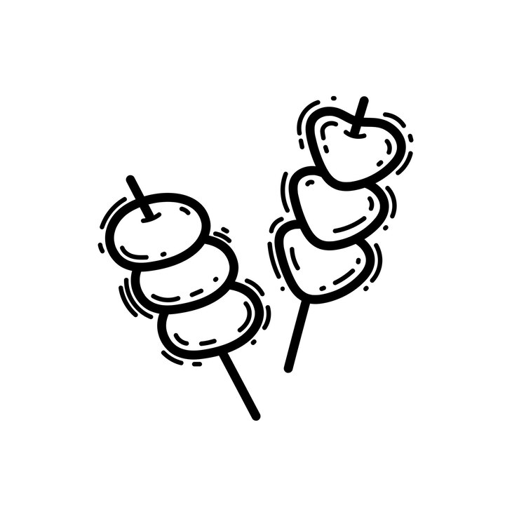Vetor sobremesa de dango japonês desenhada à mão comida japonesa de dango doce banner de publicidade no site
