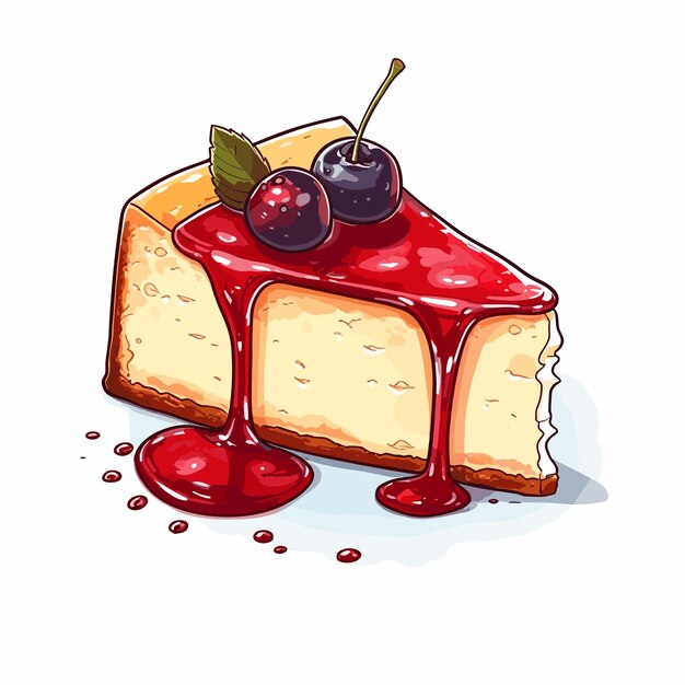 Vetor sobremesa doce em estilo aquarela clip art conjunto de bolo e fatias de bolo