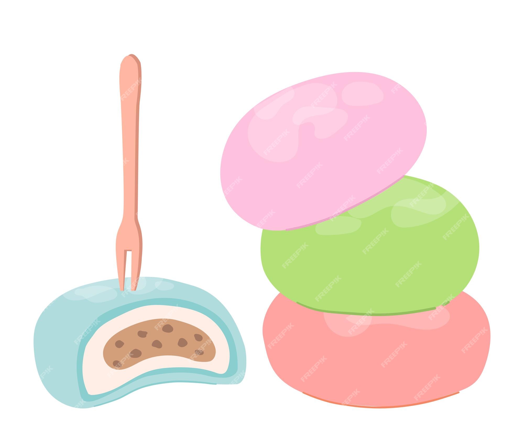 Desenho Do Vetor Mochi Daifuku Doce Tradição Kawaii Japan