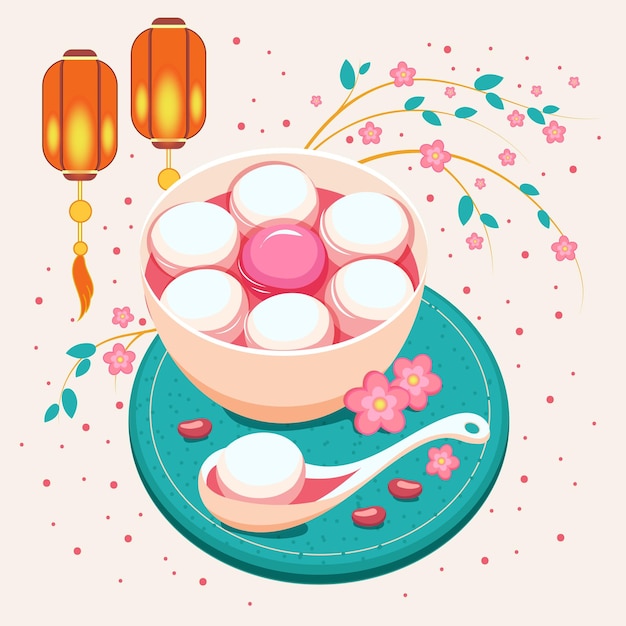 Sobremesa tangyuan tradicional de comida asiática para o ano novo chinês