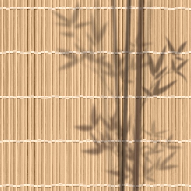 Vetor sobreposição de sombra de galho de bambu na esteira de sushi folhas de reflexão de plantas silhueta de folhagem