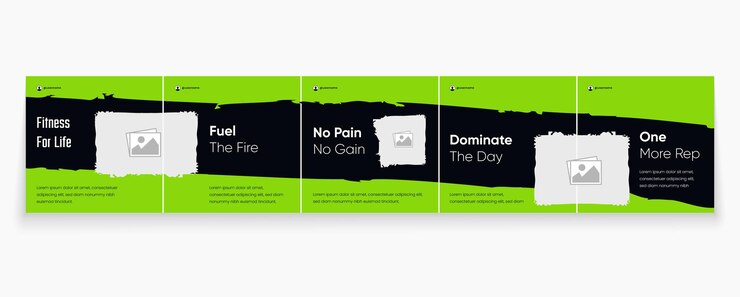 Vetor social media banner fitness carousel template design instagram esportes carousel modelo de ginásio