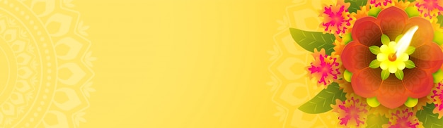 Social media yellow Banner para a celebração de Diwali.