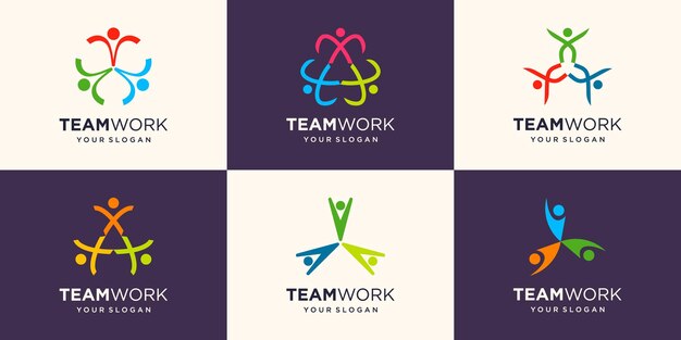 Social people unity together teamwork logo icon vector