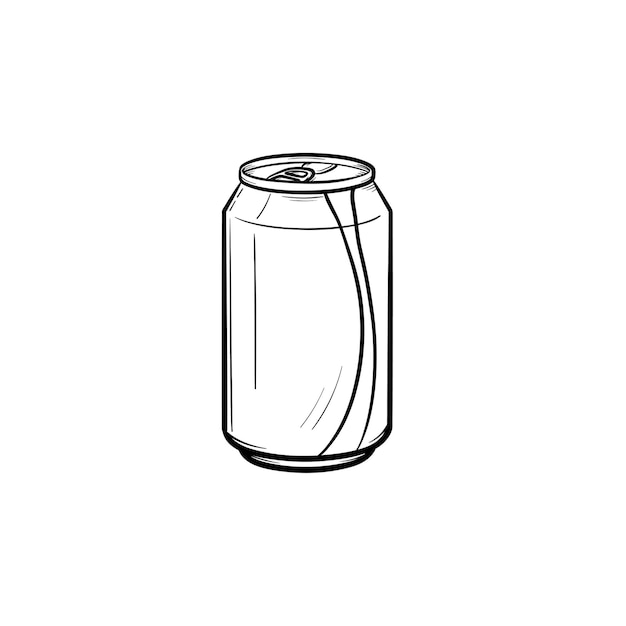 Vetor soda pop pode mão desenhada esboço ícone doodle. lata de metal de refrigerante com ilustração de desenho vetorial canudo para impressão, web, mobile e infográficos isolados no fundo branco.
