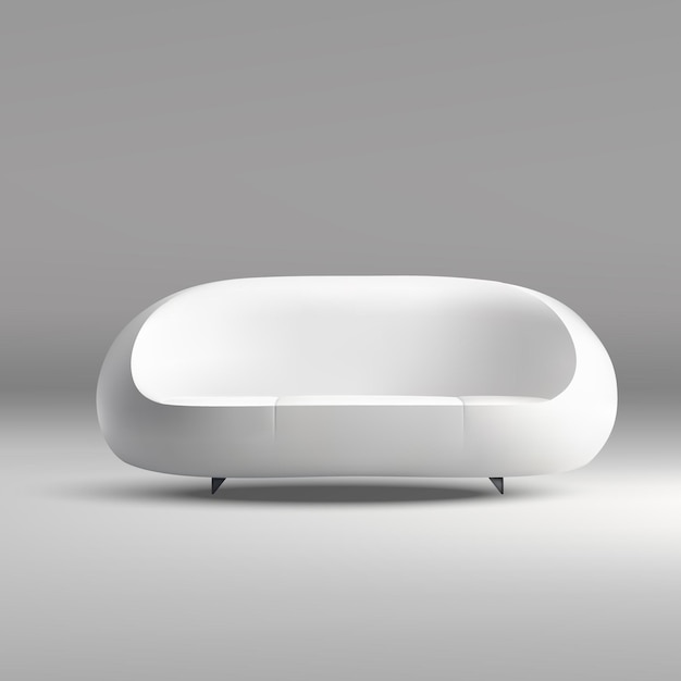 Sofá branco minimalista moderno em fundo cinzento