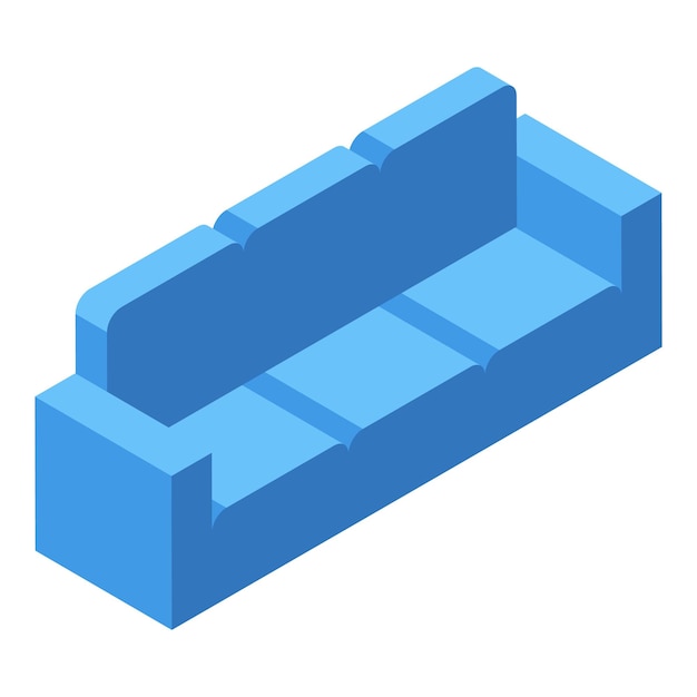 Sofa confortável azul elemento de mobiliário de estilo isométrico