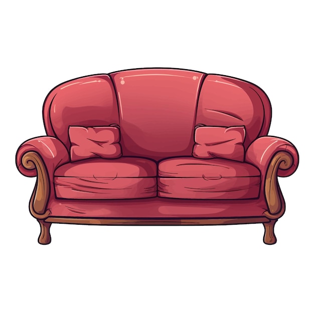 Sofa desenhada à mão ilustração vetorial de desenho animado clipart fundo branco