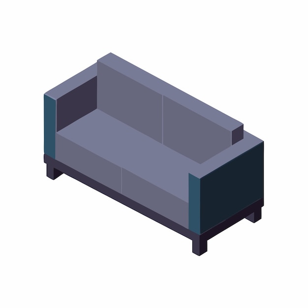 Sofa isométrica sobre um fundo branco isolado 15