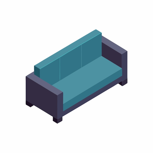 Sofa isométrica sobre um fundo branco isolado 23