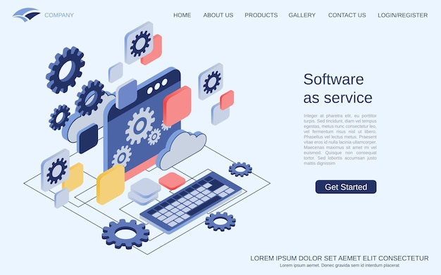 Software como ilustração moderna do conceito de vetor isométrico 3d de serviço