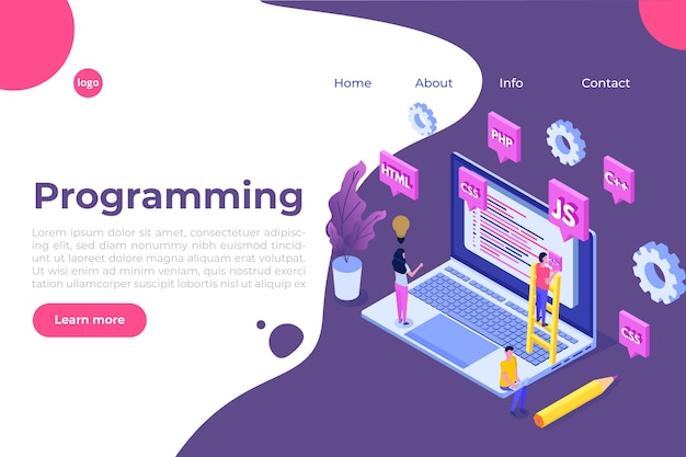 Software de programação ou conceito isométrico de desenvolvimento de aplicativo, processamento de big data. ilustração