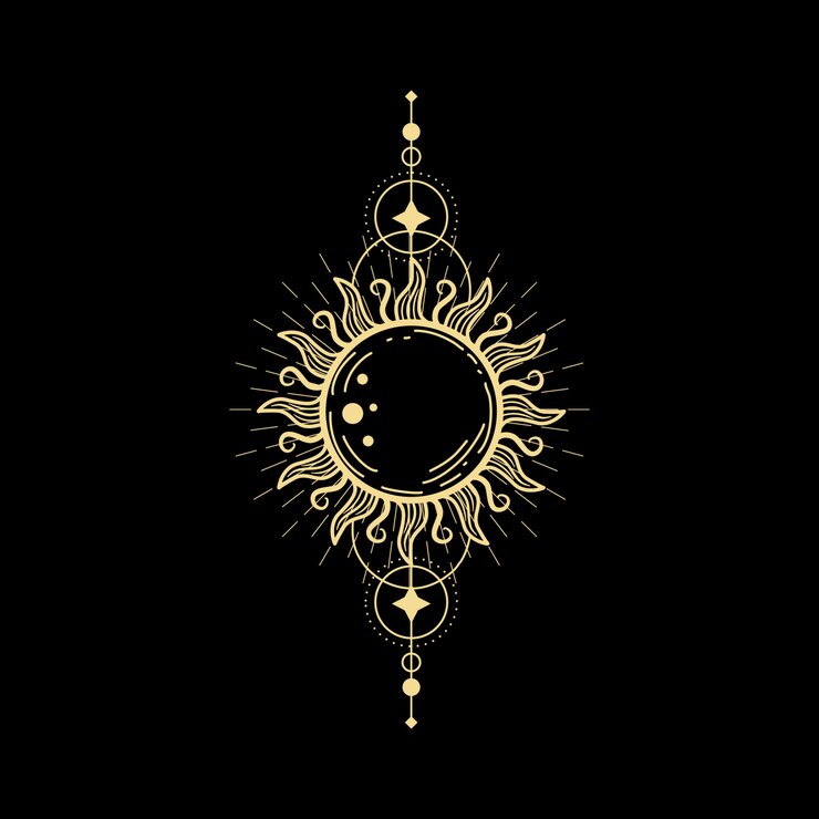 Vetor sol e geometria sagrada para leitor de tarô, orientação espiritual, tatuagem