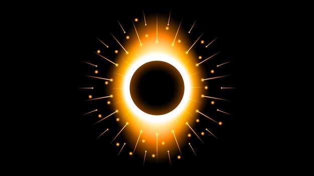 Vetor sol eclipse fogo fundo escuro vetor lua design estilo ciência espacial brilho luz