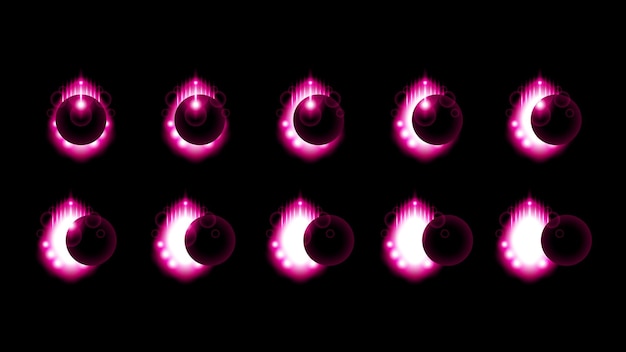 Sol eclipse fogo fundo escuro vetor lua design estilo ciência espacial brilho luz