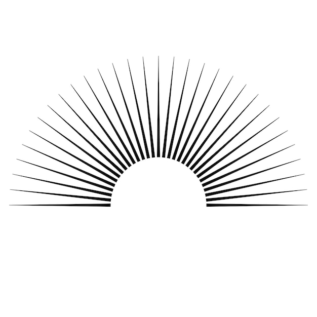 Sol místico desenhado à mão na arte de linha Raios de luz Sunburst símbolo espiritual espaço celestial Talismã mágico estilo antigo boho tatuagem logotipo Ilustração vetorial isolada no fundo branco