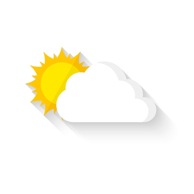 Sol se escondendo atrás da ilustração vetorial de nuvem