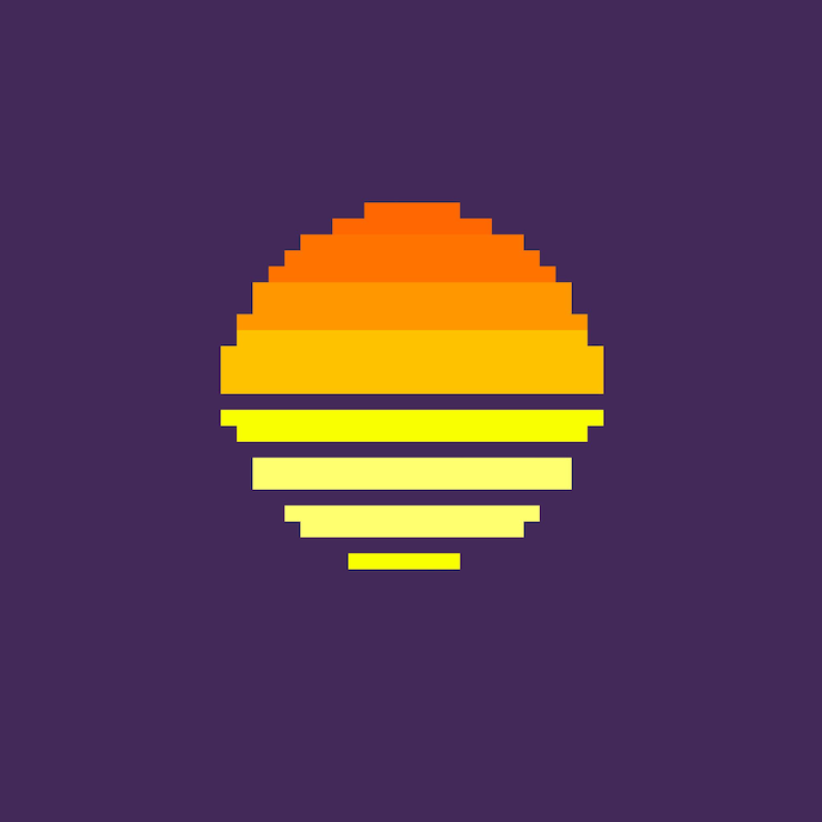 Vetor sol simples retro com estilo pixel art