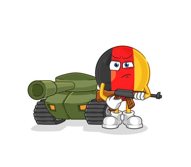 Vetor soldado belga com vetor de mascote de desenho animado de personagem de tanque