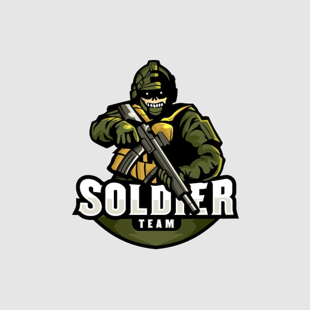 Vetor soldado esports logo gaming