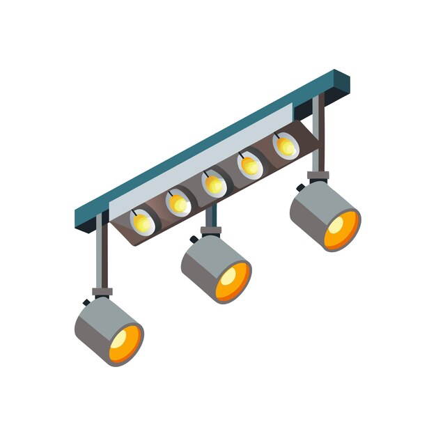Solução de iluminação eletrônica Equipamento de estilo plano ilustração vetorial realista