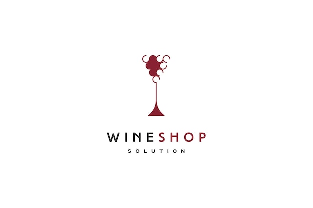 Vetor solução de modelo de logotipo de vidro de vinho para loja de vinhos