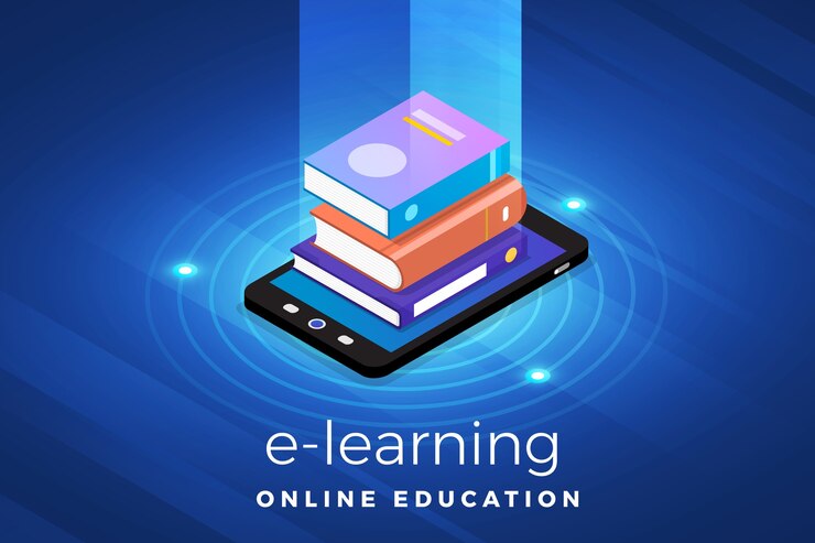 Vetor solução de tecnologia de conceito de design de ilustrações isométricas no topo com e-learning