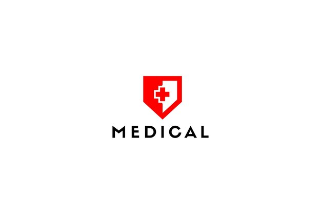 Vetor solução simples de design de logotipo de proteção médica