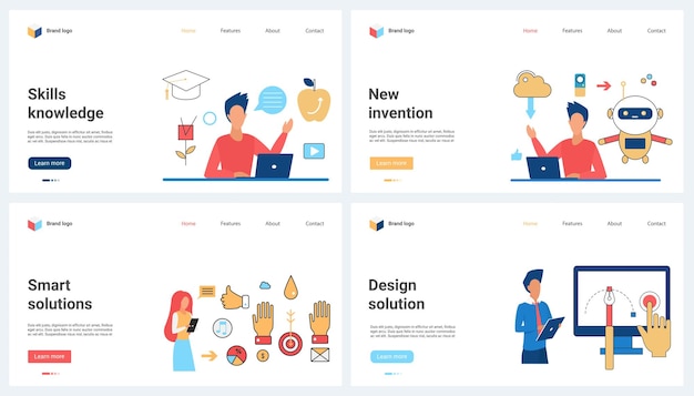 Soluções de design de UI inteligentes desenvolvimento de habilidades e habilidades pessoais conjunto de novas invenções