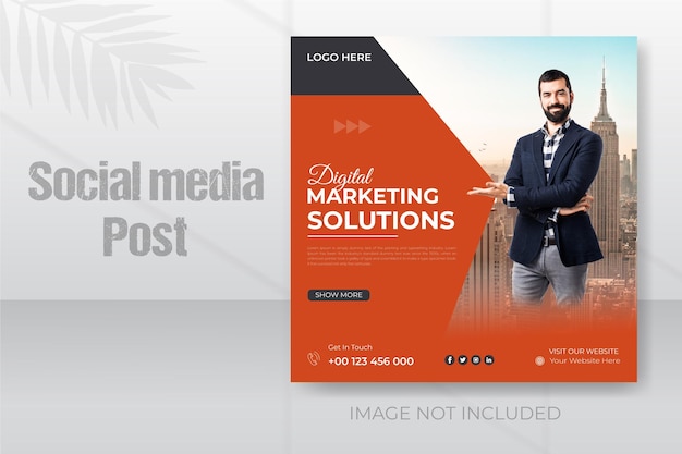 Vetor soluções de marketing digital e banner de modelo de postagem de mídia social do instragram de negócios corporativos