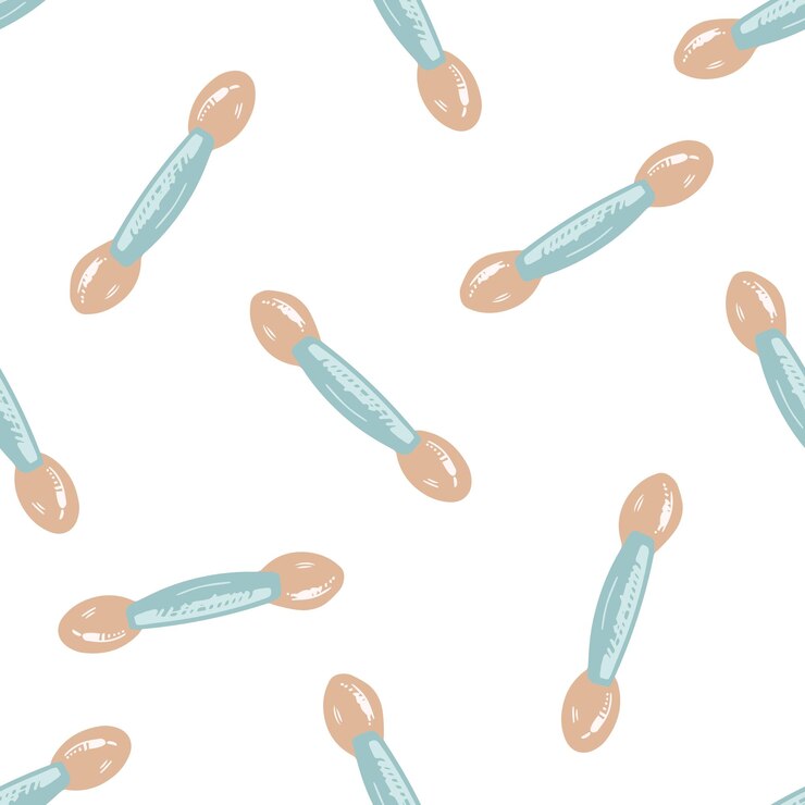 Vetor sombra de olhos desenhada à mão esponja beleza elemento cosmético autocuidado padrão sem costura ilustração