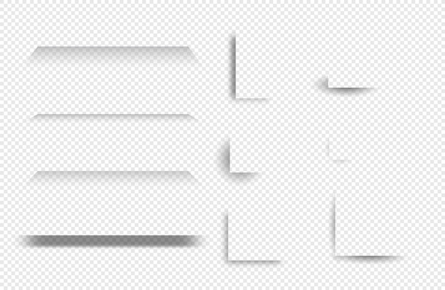 Vetor sombra quadrada realista sombras cinzentas caindo de objetos retangulares