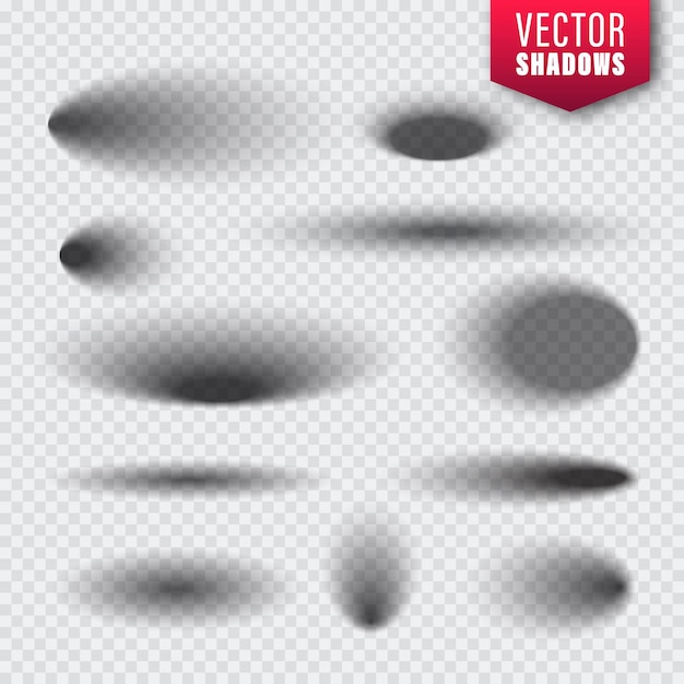 Vetor sombras vetoriais colocadas em fundo transparente sombra isolada realista ilustração vetorial
