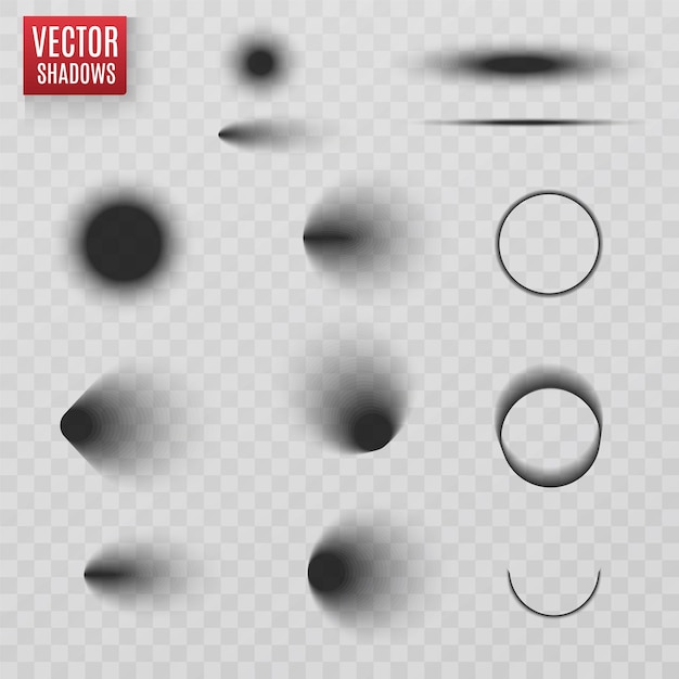 Sombras vetoriais isoladas ilustração realista de sombra transparente divisor de página com transparência