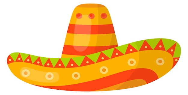 Sombrero chapéu mexicano colorido ícone dos desenhos animados elemento de fantasia