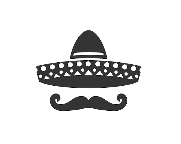 Sombrero silhueta, chapéu e bigode